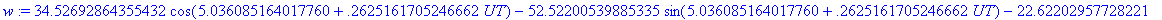 w := 34.52692864355432*cos(5.036085164017760+.26251...